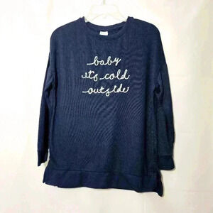 Secret Treasures Womens ‘baby it’s cold outside’ Blue Poly Blend Pajama Top M